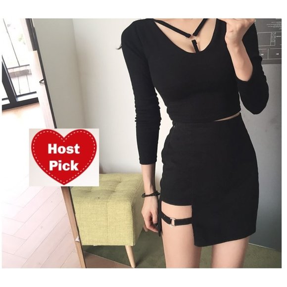 Asymmetric Mini Skirt High Rise Black Skirt Trending Korean Style - Picture 2 of 14